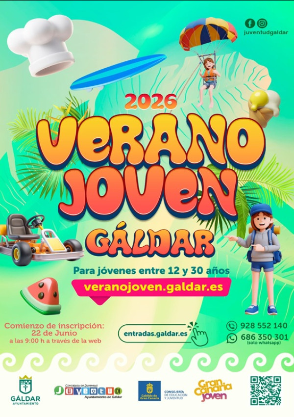 Gáldar, Verano Joven 2026 - "Talleres/Cursos/Actividades"
